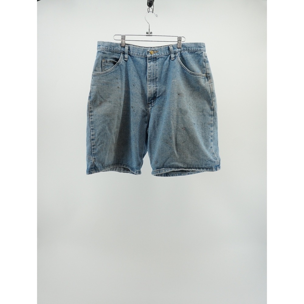 Wrangler Bermuda Baggy Distressed Denim Jean Shorts Relaxed Fit Workwear Blue 38